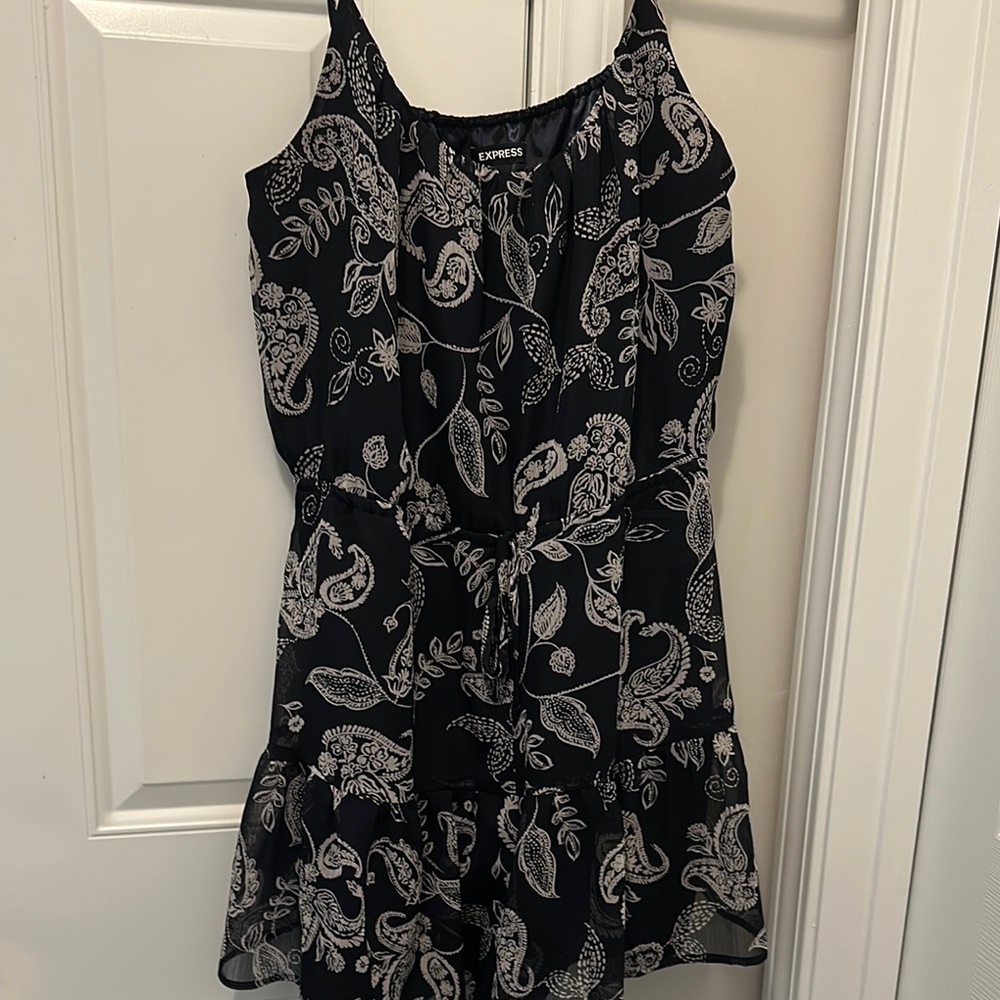 Express Navy and White Floral Romper